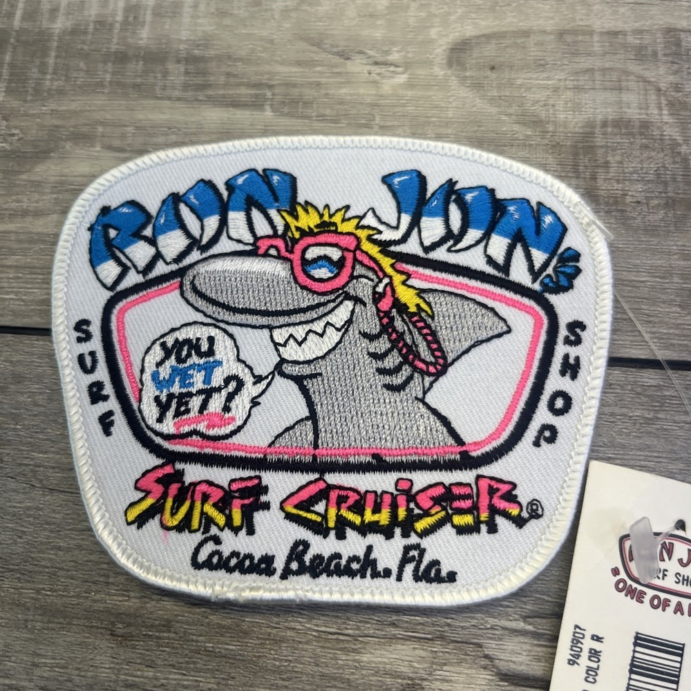 Ron Jon Cocoa Beach Florida Patch Surf Cruiser Vintage 90s You Wet Yet Shark